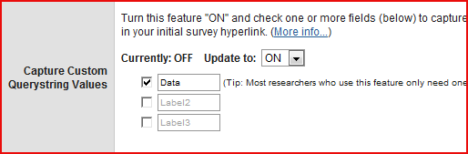 Turn on the feature, select the checkbox(es), define variable name(s)